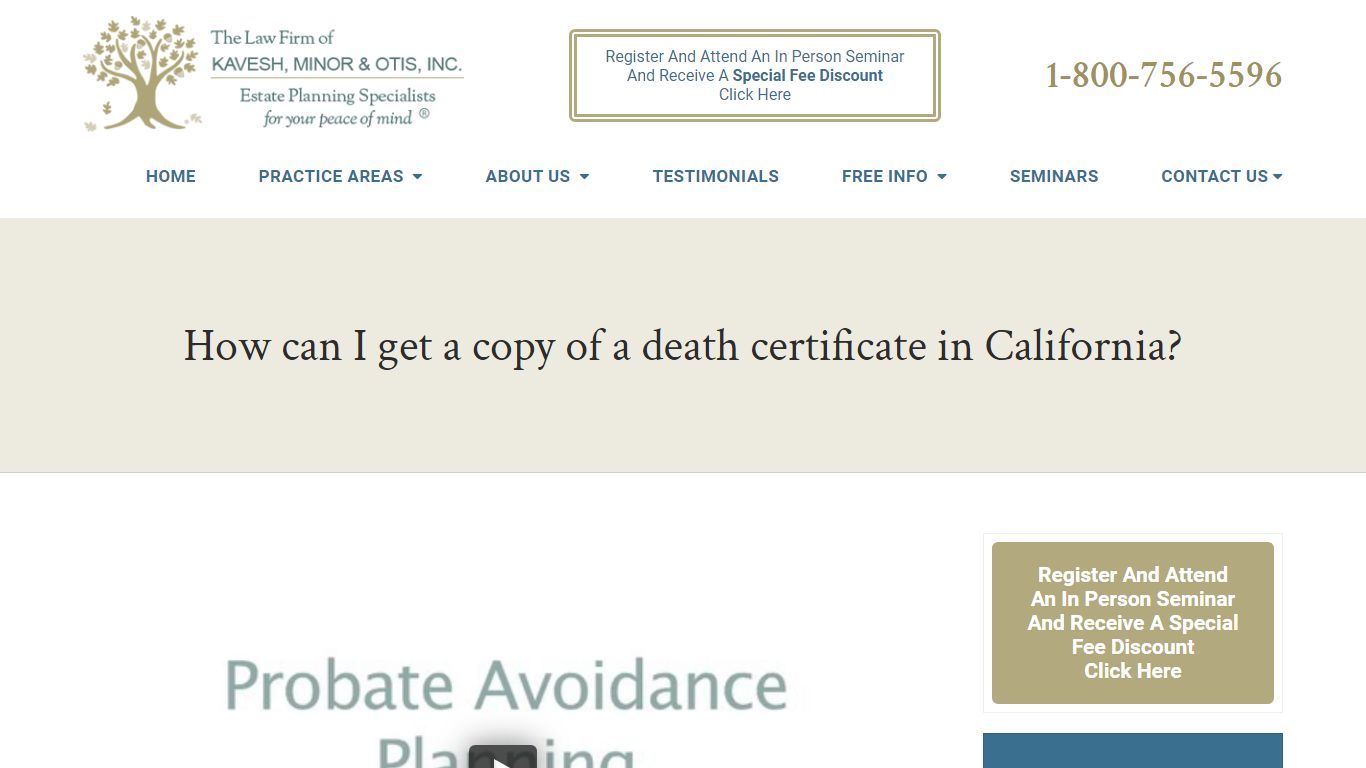 How can I get a copy of a death certificate in California?